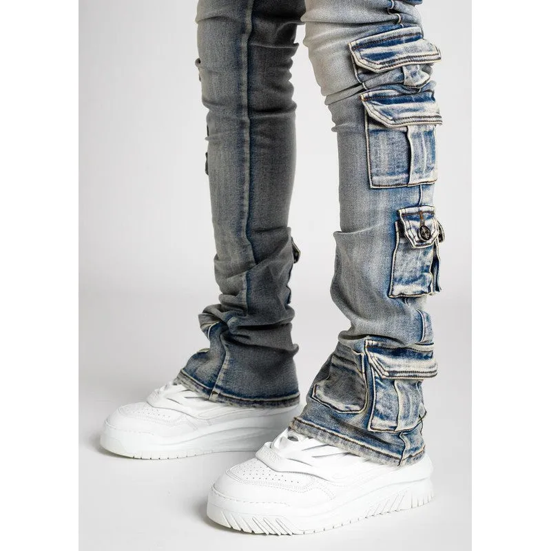Men's Powder Blue Tactical Stacked Denim