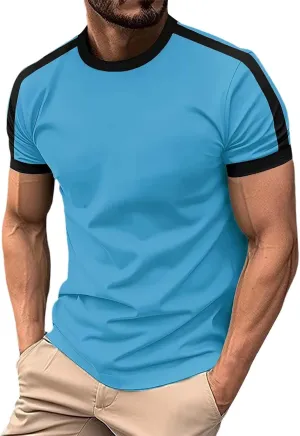Men's Raglan Jersey Baseball Tee Shirt Trendy Muslce Fit Bodybuilding Workout Gym Tees Short Sleeve Hipster T-Shirts