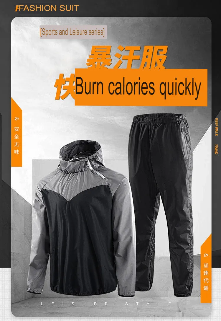 Men's Running Pullover Two-Piece Set Weight Loss Control Body Fat Sauna Sweat Suit  | YJ9681