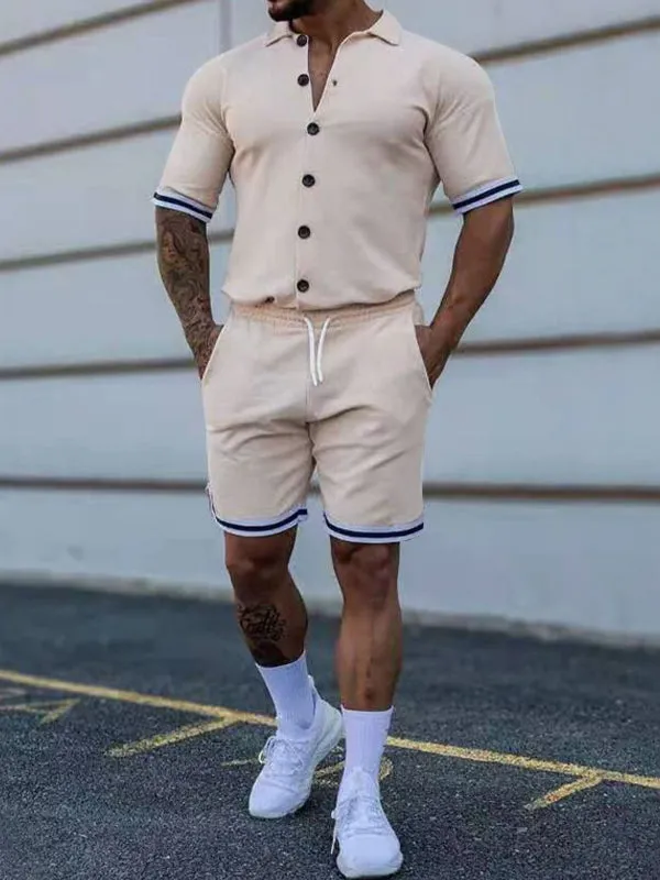 Men's Simple Short Sleeve Tracksuit Sets