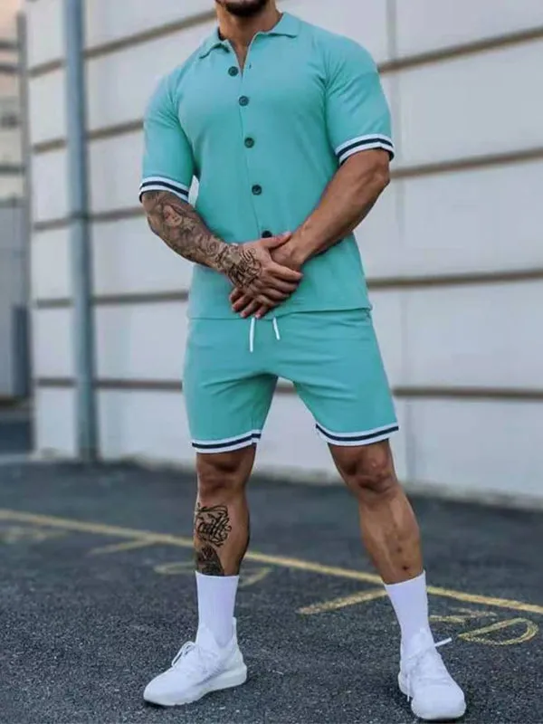 Men's Simple Short Sleeve Tracksuit Sets