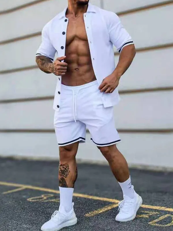 Men's Simple Short Sleeve Tracksuit Sets