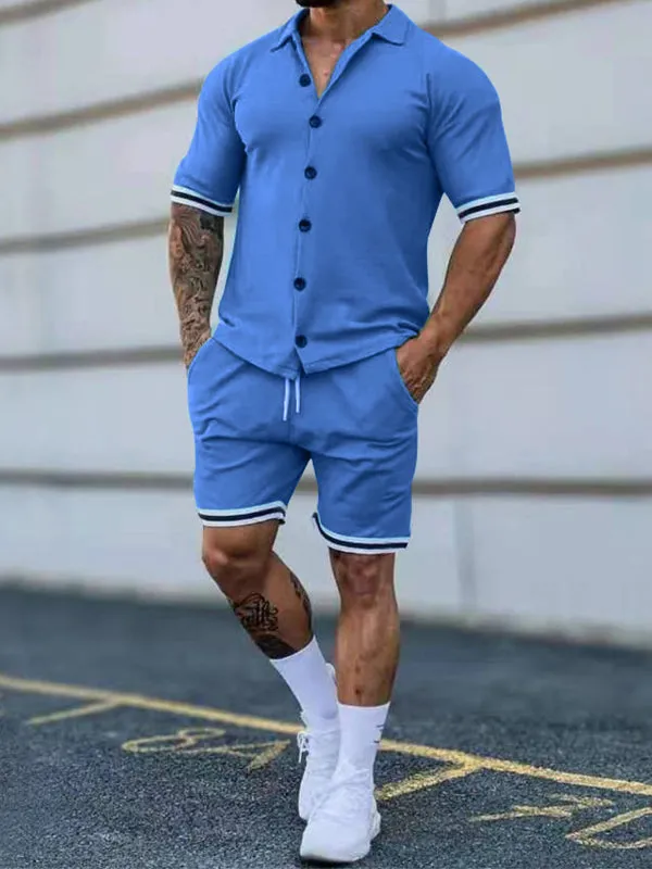 Men's Simple Short Sleeve Tracksuit Sets