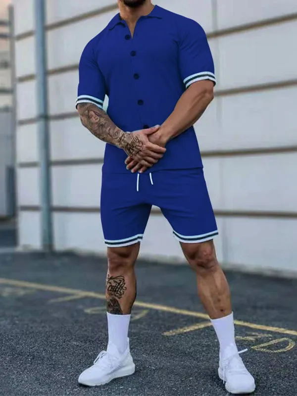 Men's Simple Short Sleeve Tracksuit Sets