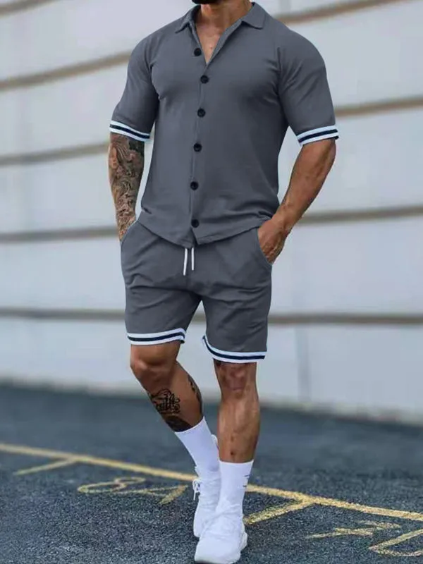 Men's Simple Short Sleeve Tracksuit Sets