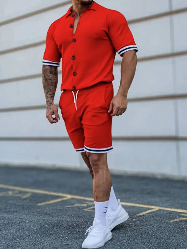 Men's Simple Short Sleeve Tracksuit Sets