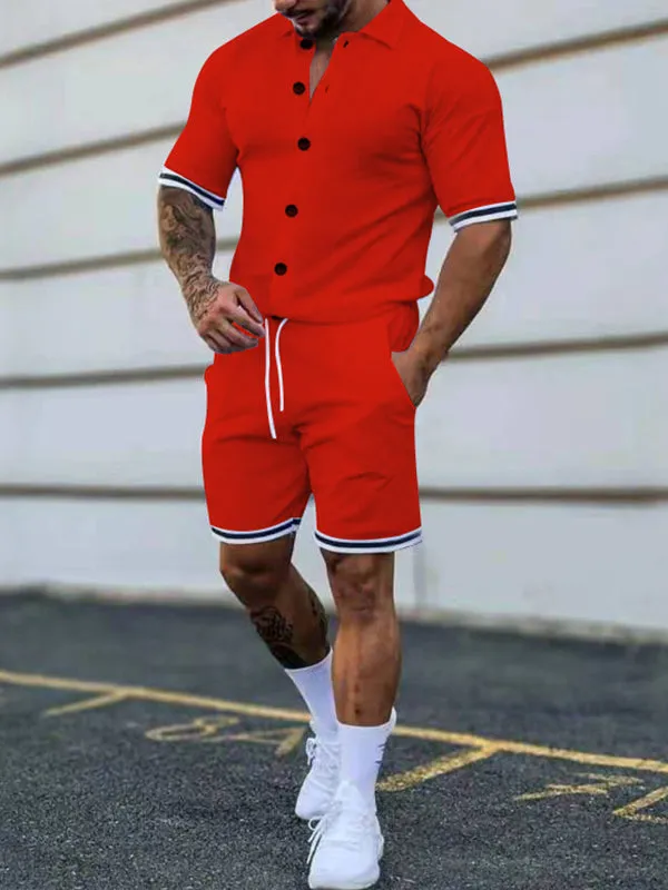 Men's Simple Short Sleeve Tracksuit Sets