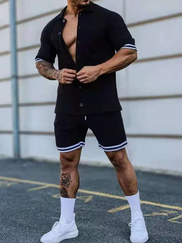 Men's Simple Short Sleeve Tracksuit Sets
