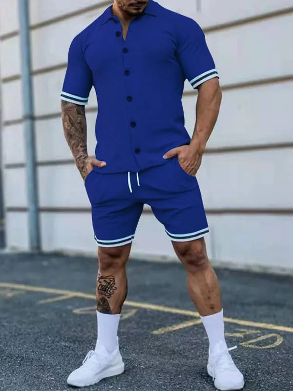 Men's Simple Short Sleeve Tracksuit Sets