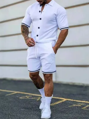 Men's Simple Short Sleeve Tracksuit Sets