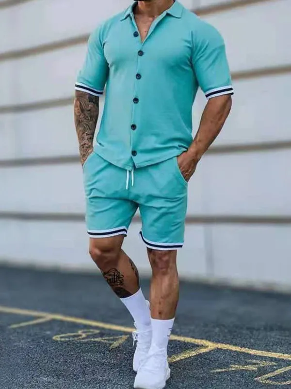 Men's Simple Short Sleeve Tracksuit Sets