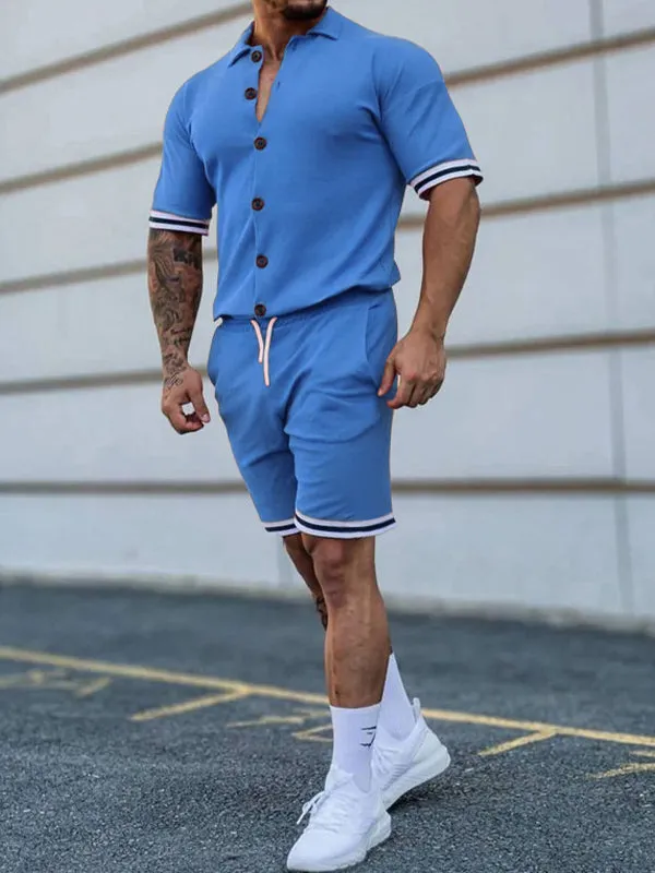 Men's Simple Short Sleeve Tracksuit Sets