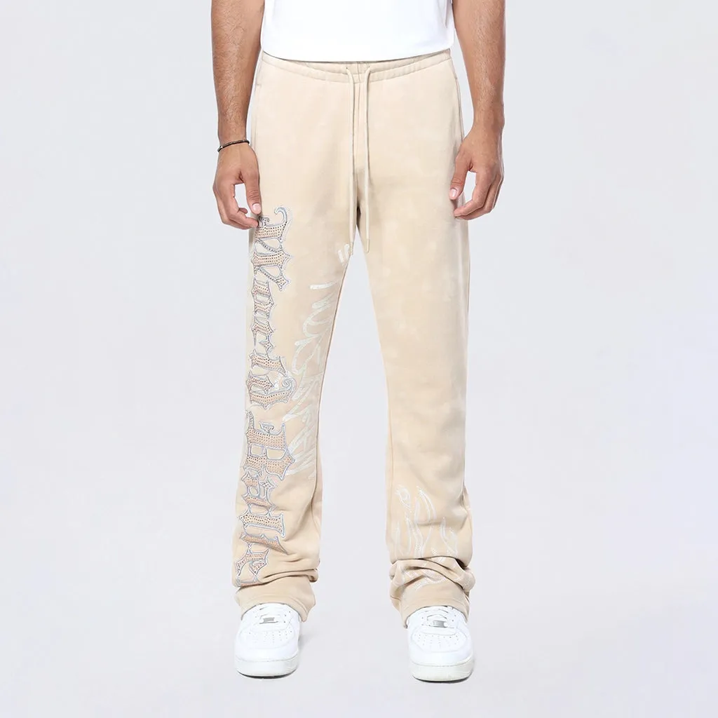 Men's Smoke Rise Stacked Rhinestone Dystopia Fleece Pants Clay