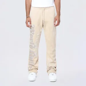 Men's Smoke Rise Stacked Rhinestone Dystopia Fleece Pants Clay