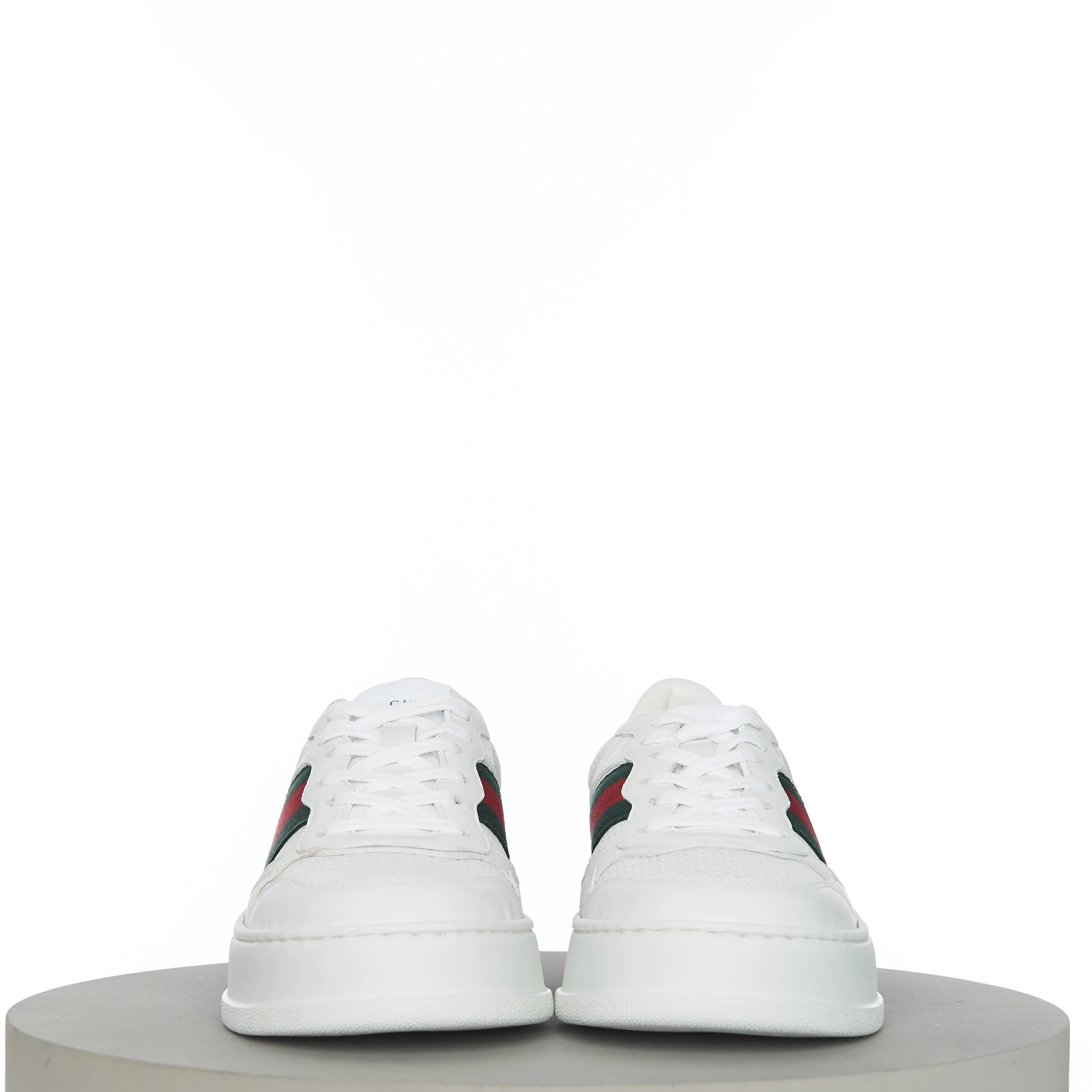 Men's Sneaker With Web In White Leather