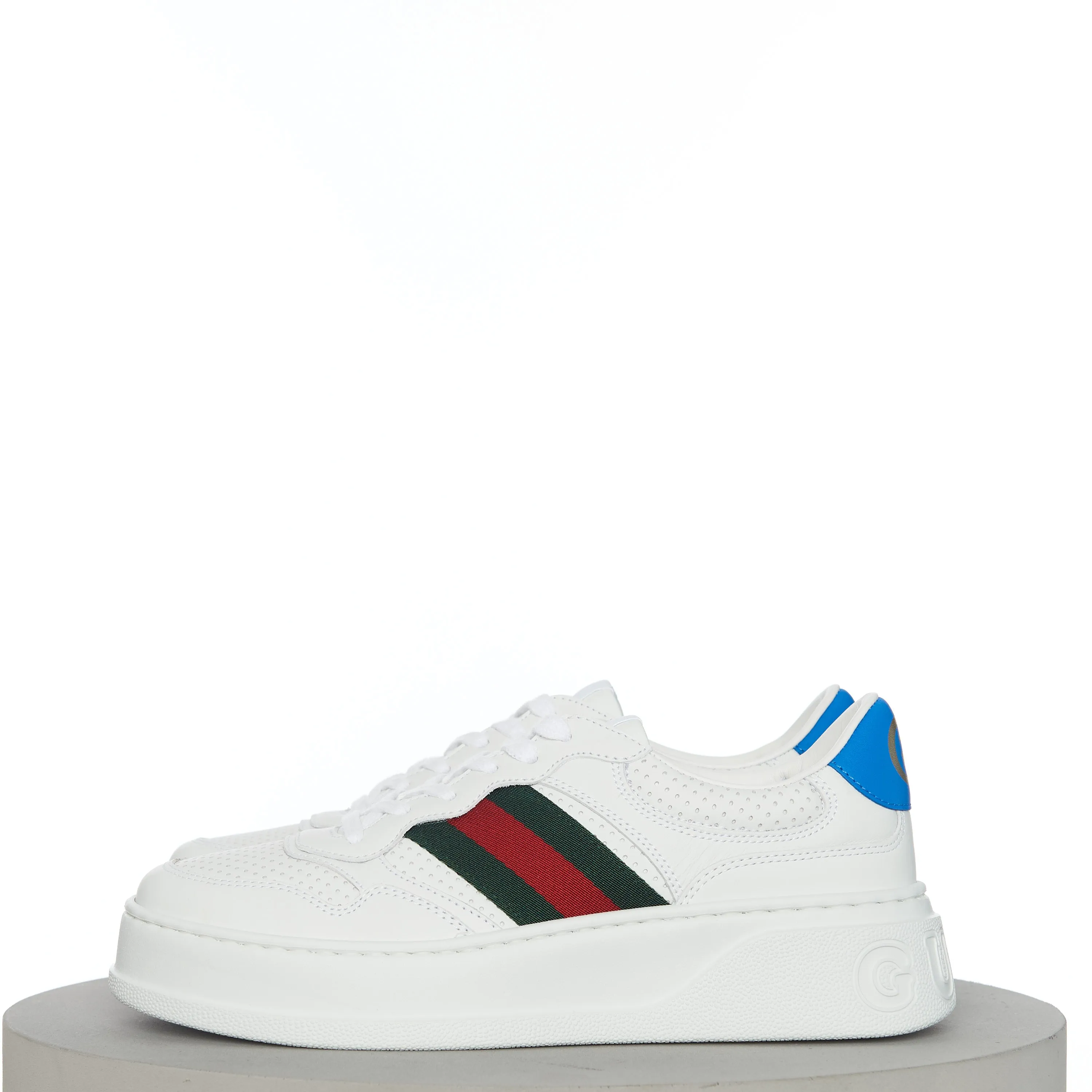 Men's Sneaker With Web In White Leather
