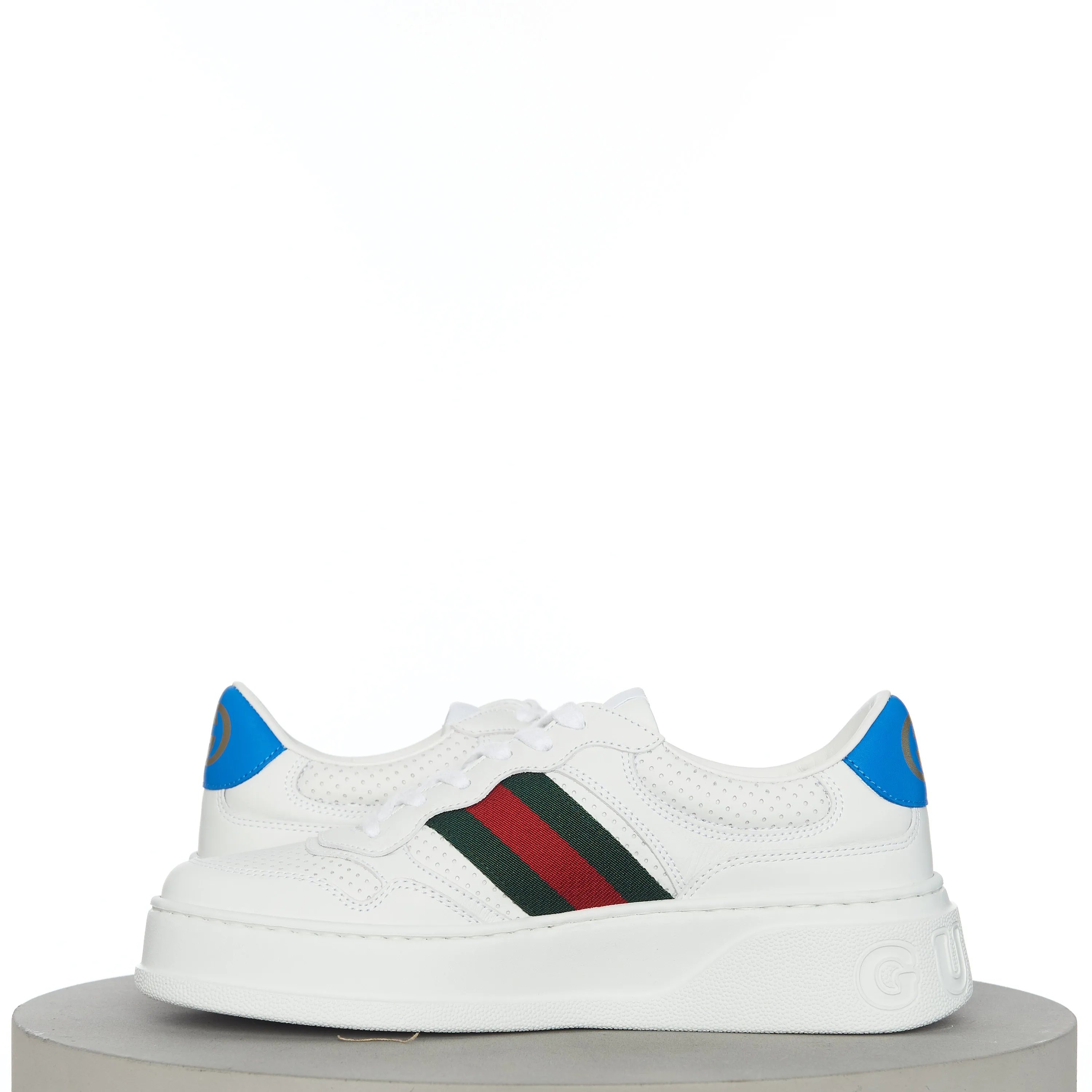 Men's Sneaker With Web In White Leather