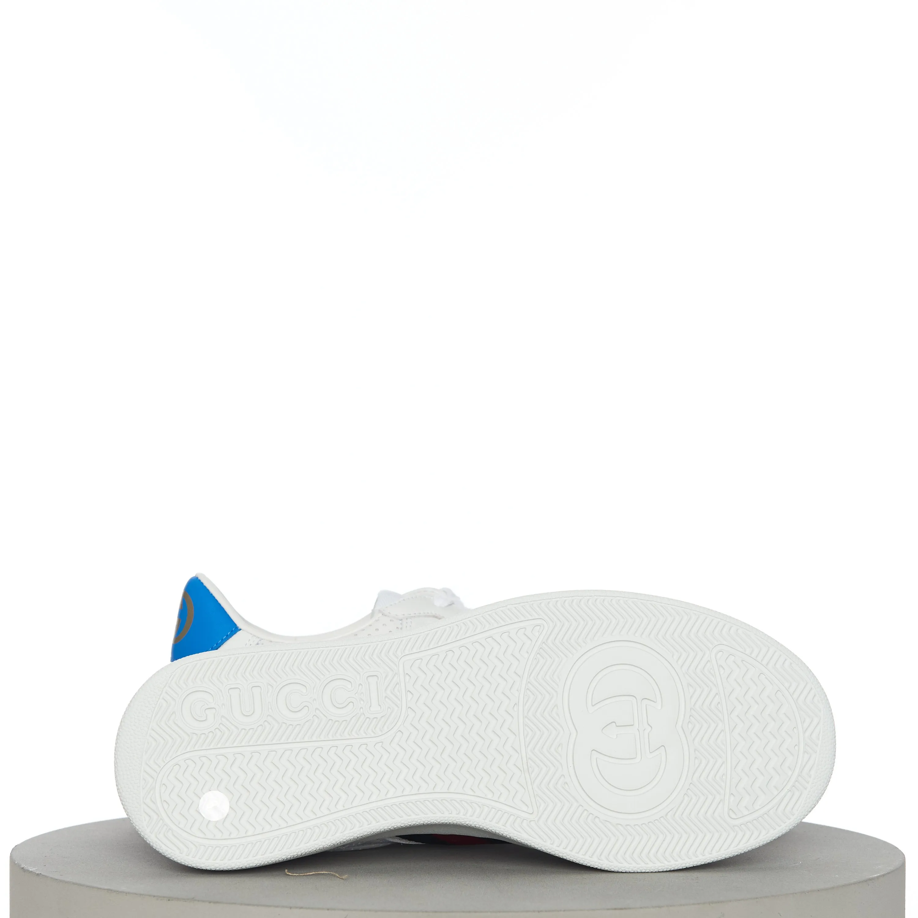 Men's Sneaker With Web In White Leather