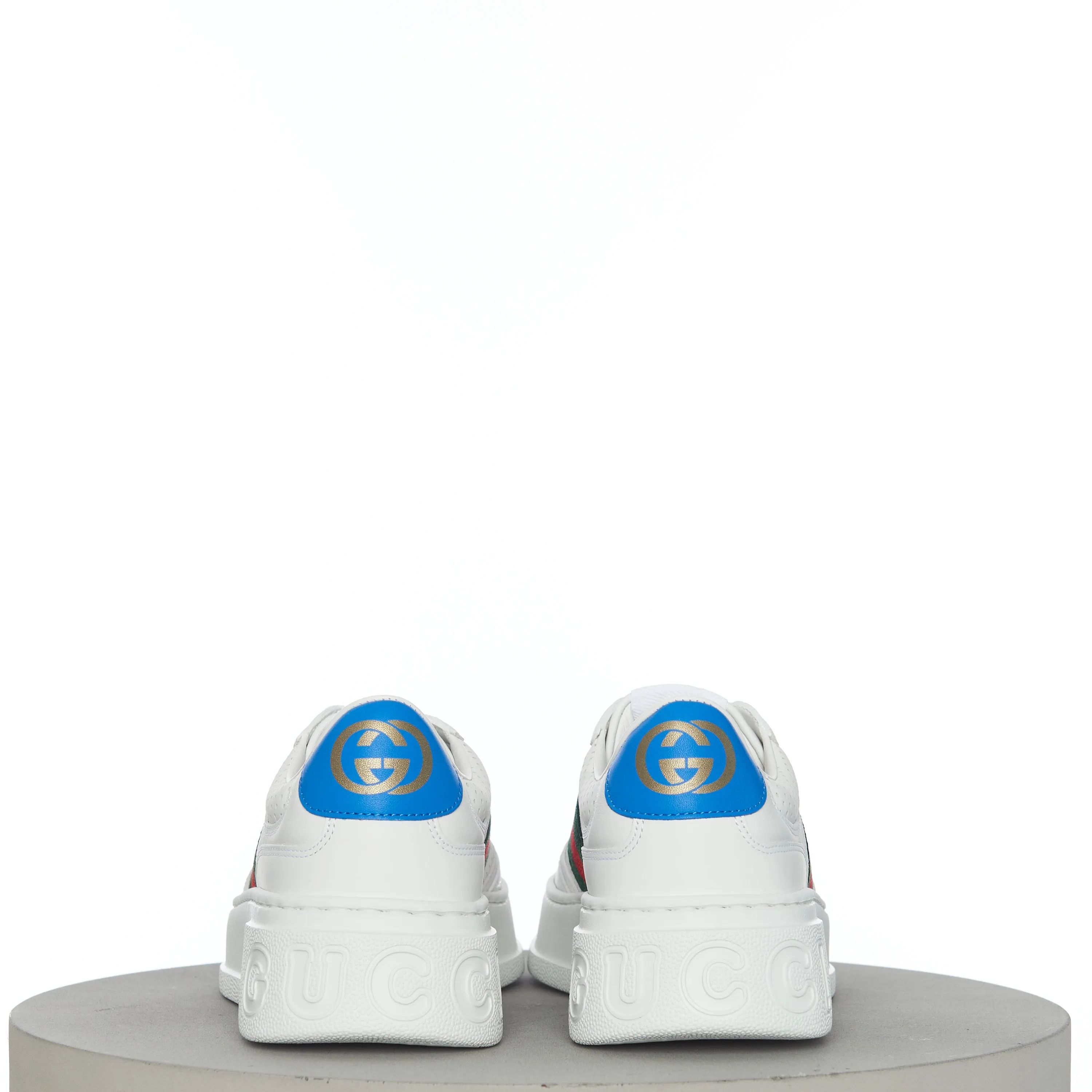 Men's Sneaker With Web In White Leather