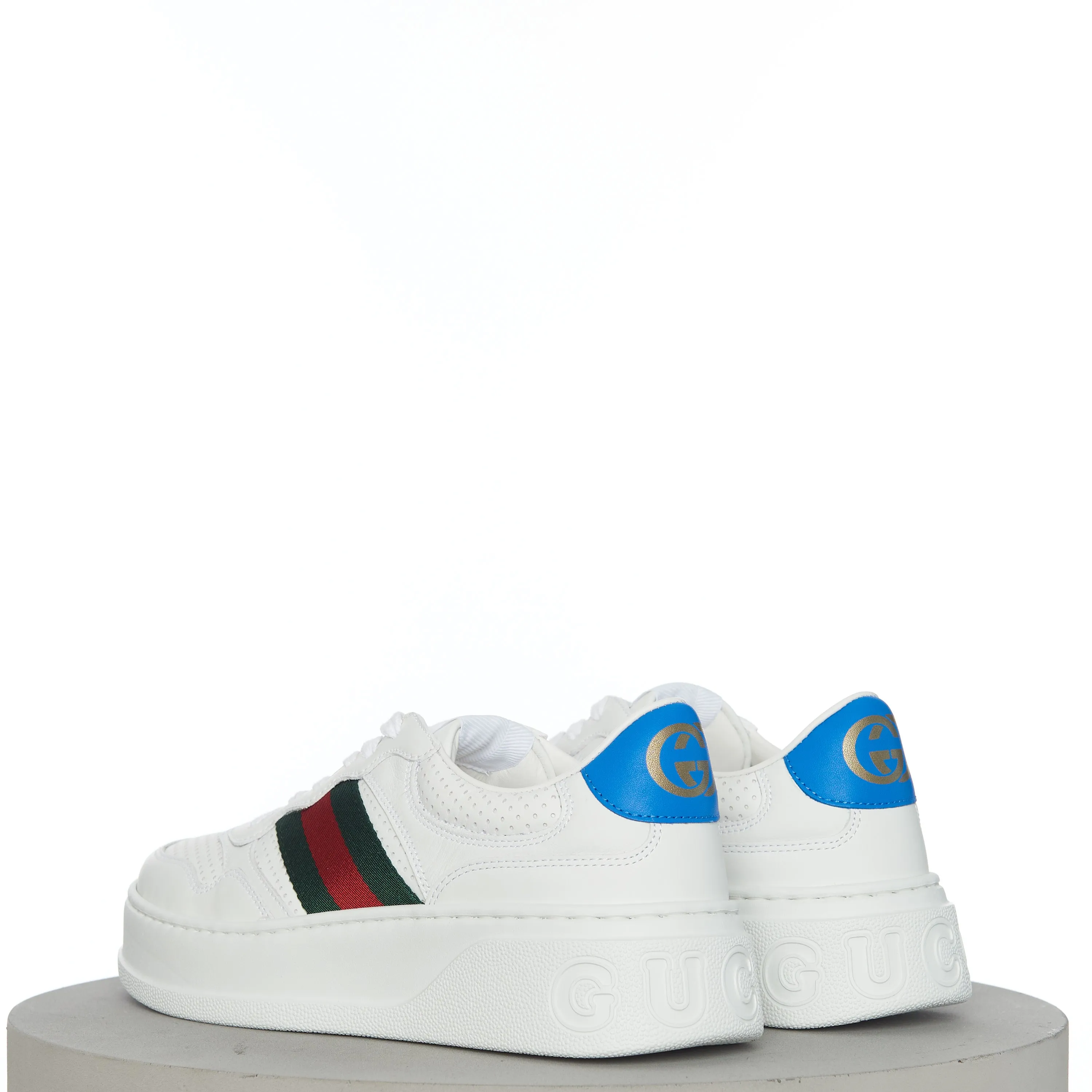 Men's Sneaker With Web In White Leather