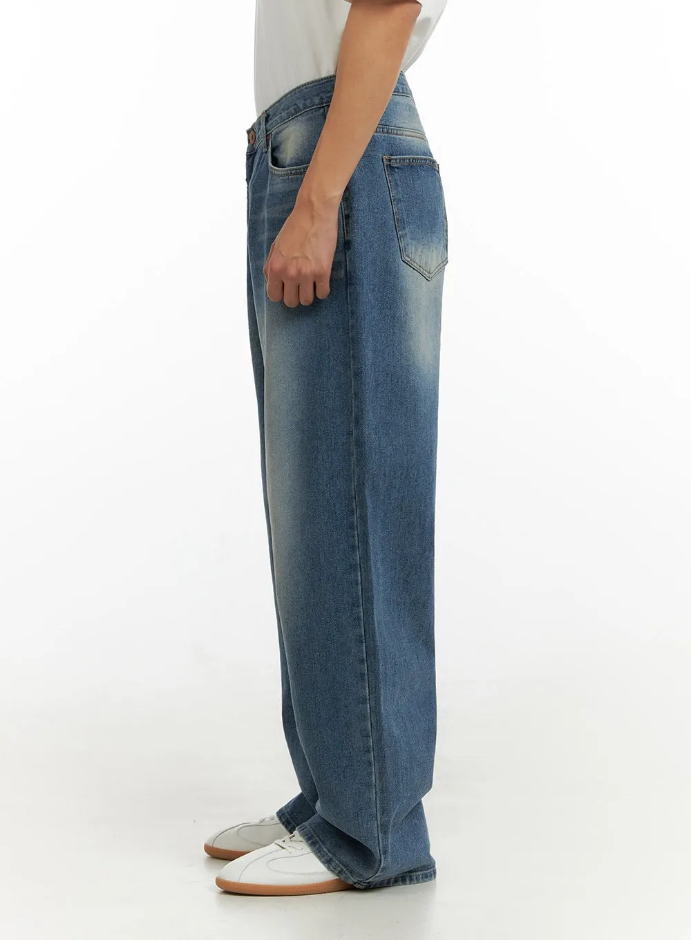 Men's Solid Baggy Jeans IU419