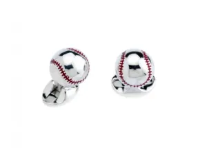 Men's Sterling Silver Baseball Cufflinks (I1588)