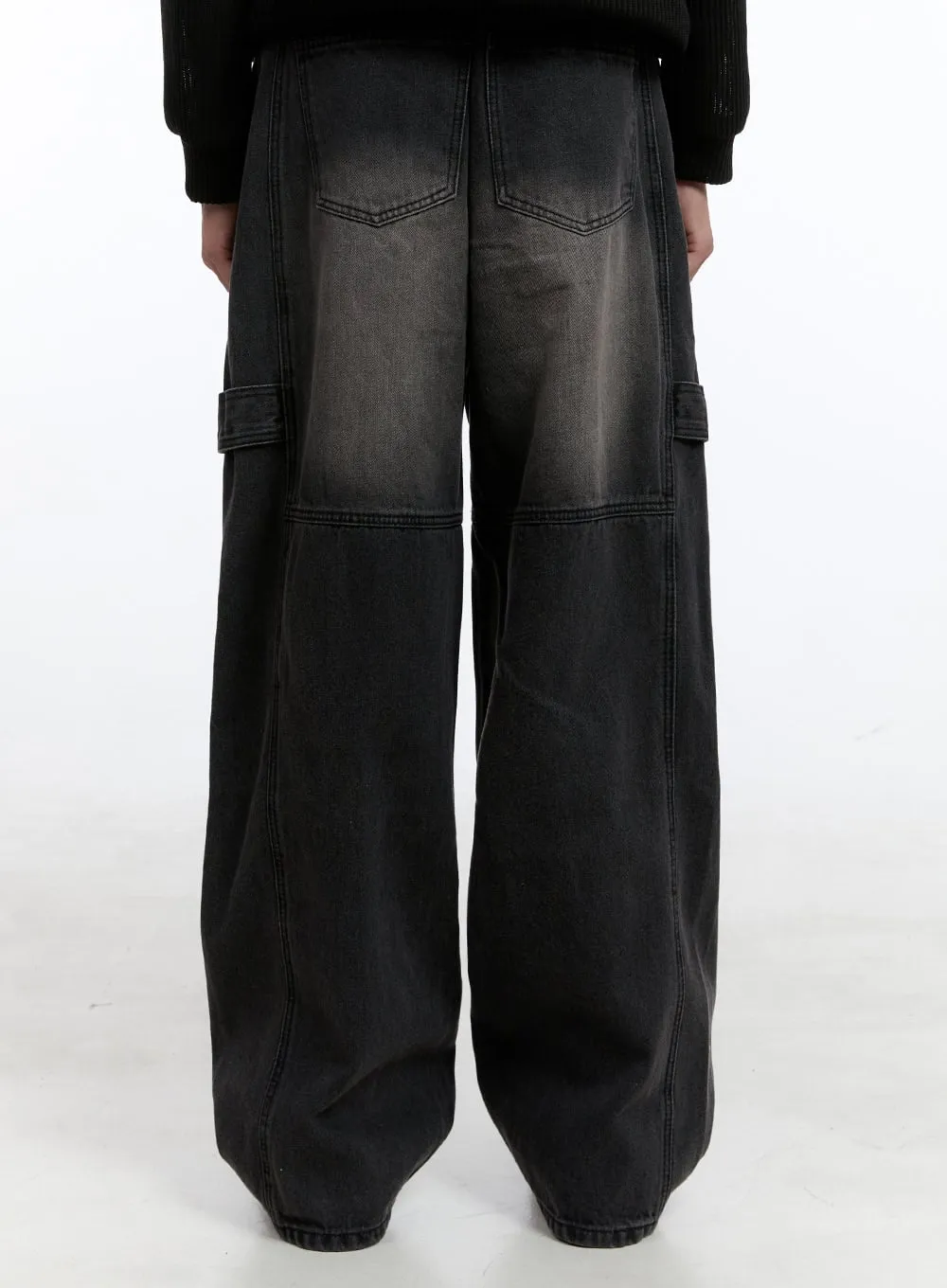 Men's Stitched Baggy Jeans (Black) IG427