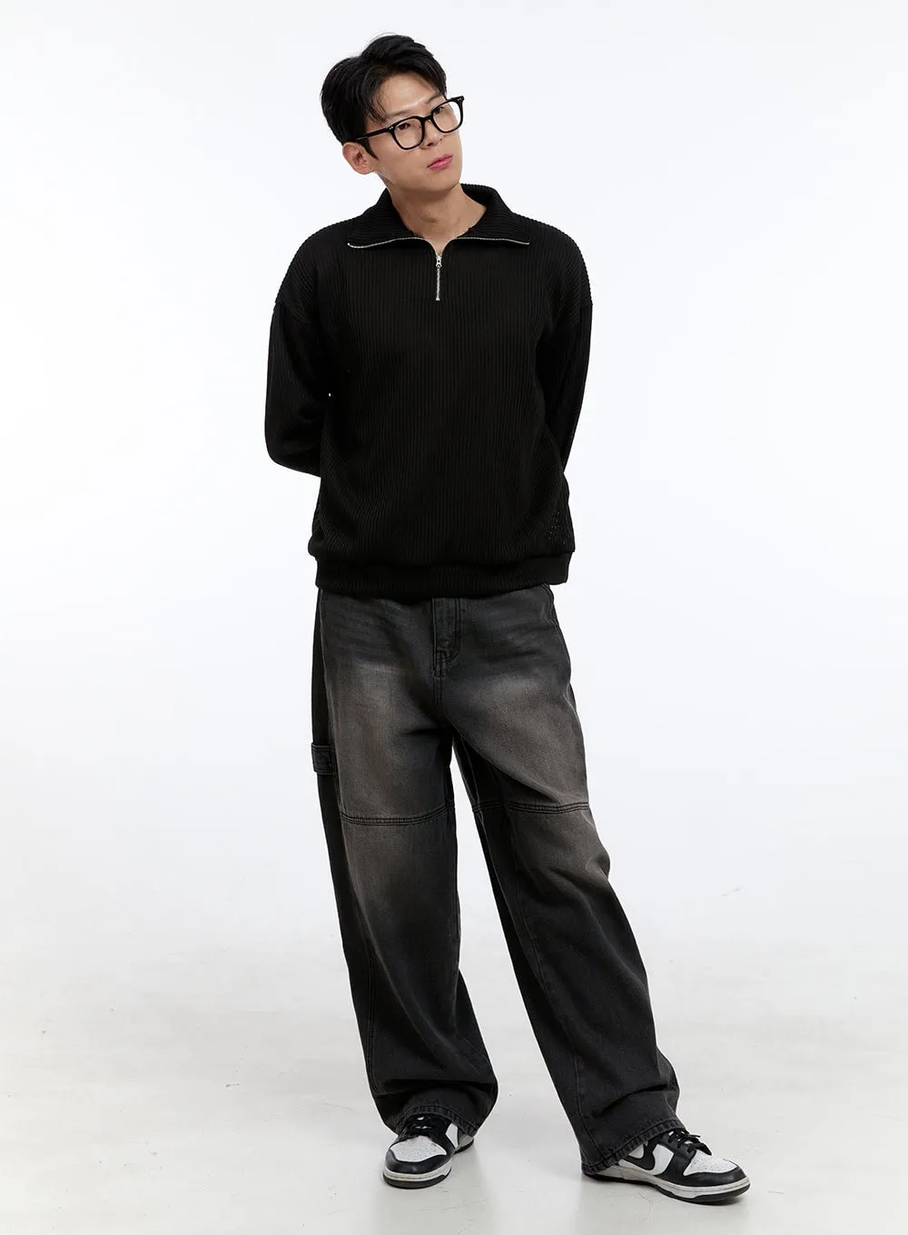 Men's Stitched Baggy Jeans (Black) IG427