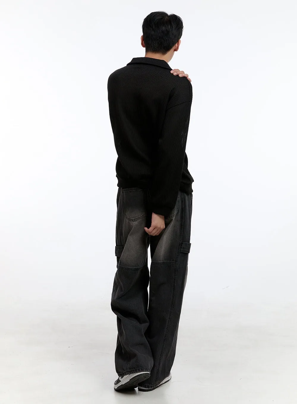 Men's Stitched Baggy Jeans (Black) IG427