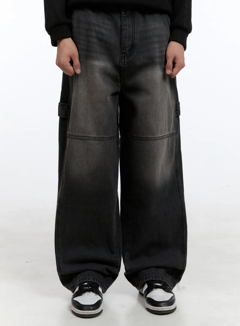 Men's Stitched Baggy Jeans (Black) IG427