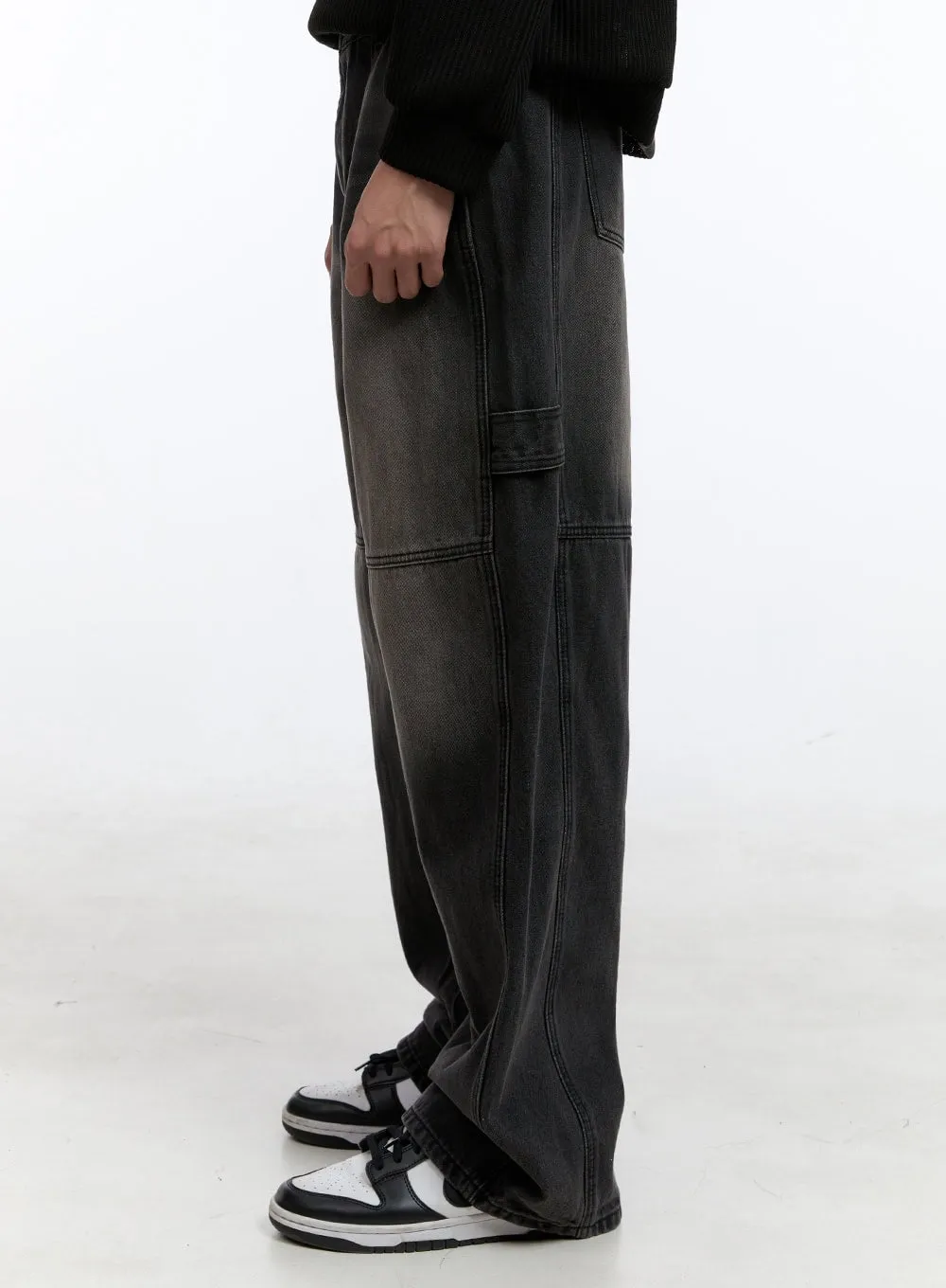 Men's Stitched Baggy Jeans (Black) IG427