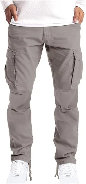 Mens Straight Leg Plain Long Leg Loose Fit Pants for Mens Cargo Workout Gym Running Summer Fall 2025 Fashion