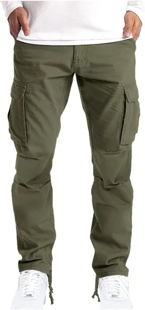 Mens Straight Leg Plain Long Leg Loose Fit Pants for Mens Cargo Workout Gym Running Summer Fall 2025 Fashion