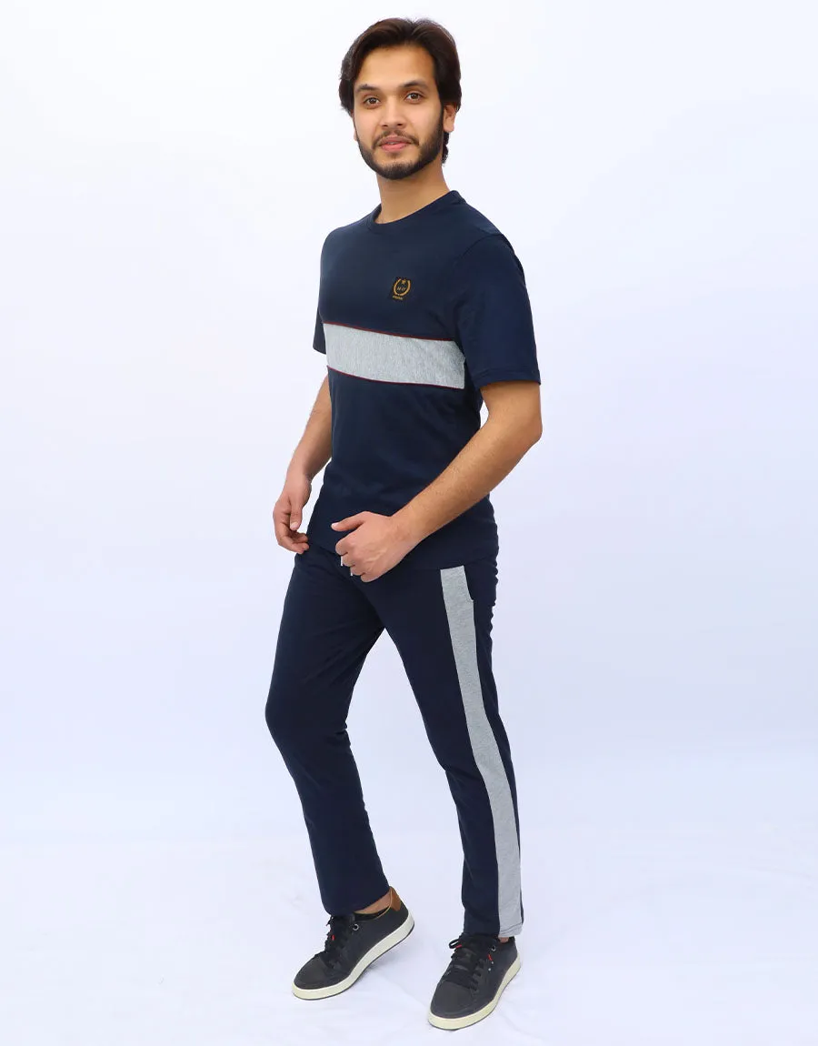 Men's Summer Jersey Tracksuit-Navy