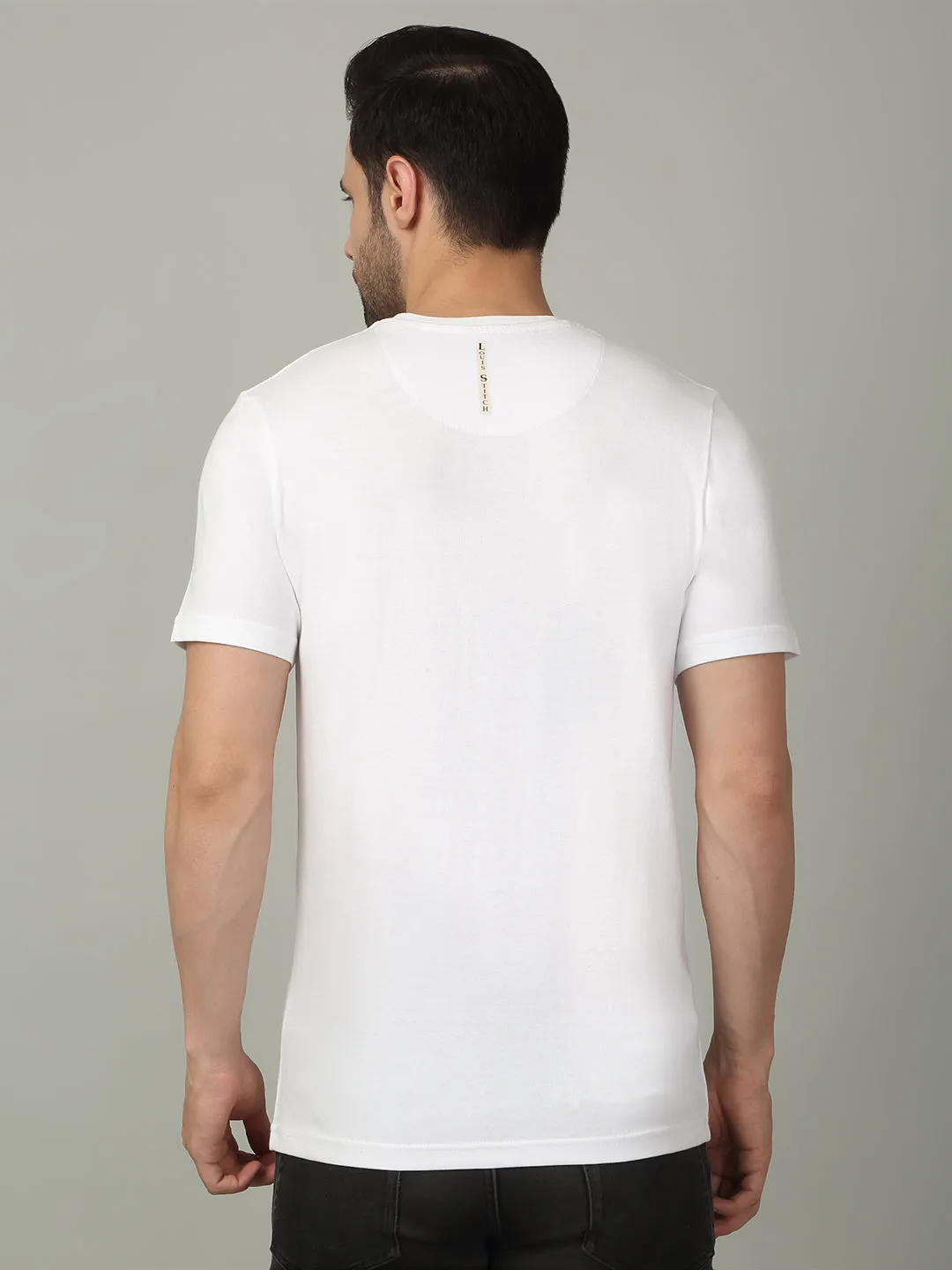 Men's Super Combed Cotton Graphic Printed White T-shirt