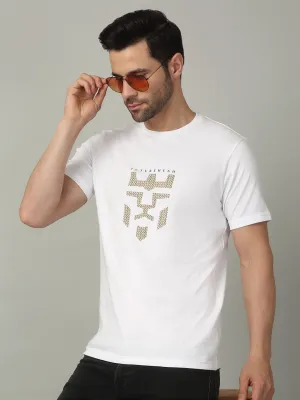 Men's Super Combed Cotton Graphic Printed White T-shirt
