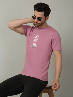 Men's Super Combed Cotton Printed Pink T-shirt