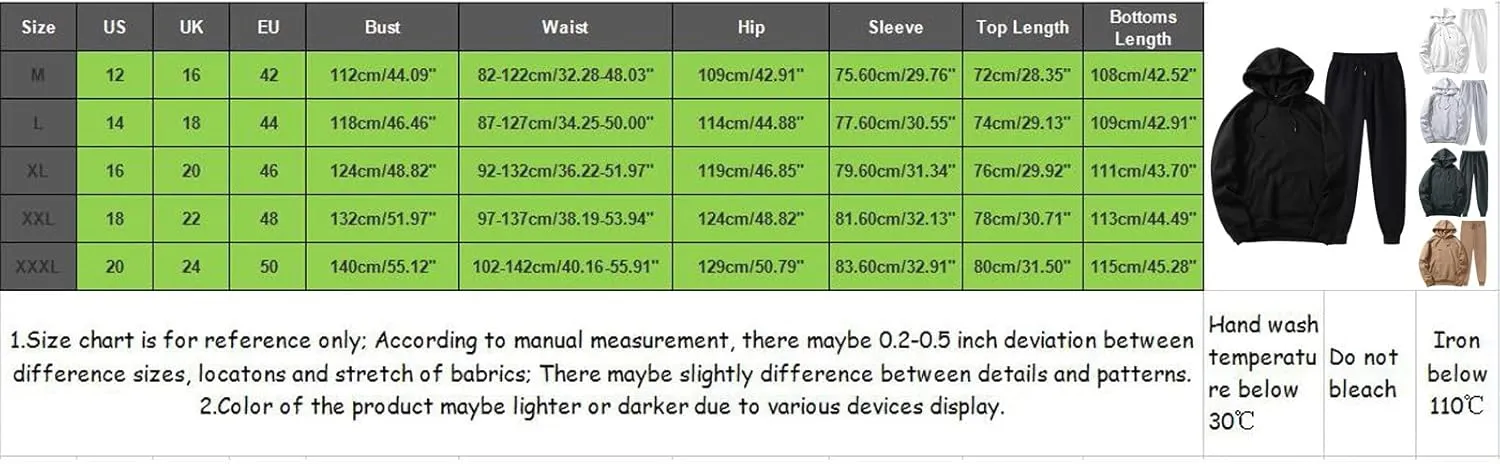 Mens Sweatsuits 2 Piece Set Cotton Tracksuit Hoodies and Sweapants Set with Pockets Fleece Jogging Suits Plus Size Sweat Suit