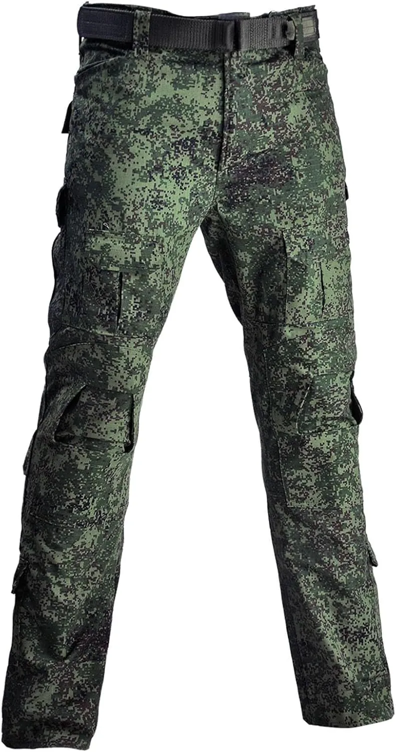 Men's Tactical Pants with Knee Pads Military Trousers Outdoor Hiking Pants Rip-Stop Camo Pants Water Resistant Pants