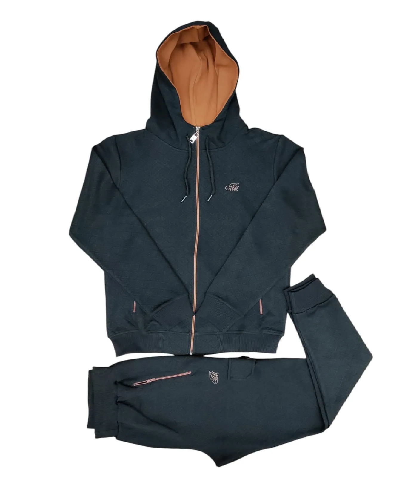 Mens TiM Tracksuit Slim Fit Urban Zip Up Hoodie Top & Matching Jogger 2pcs Set