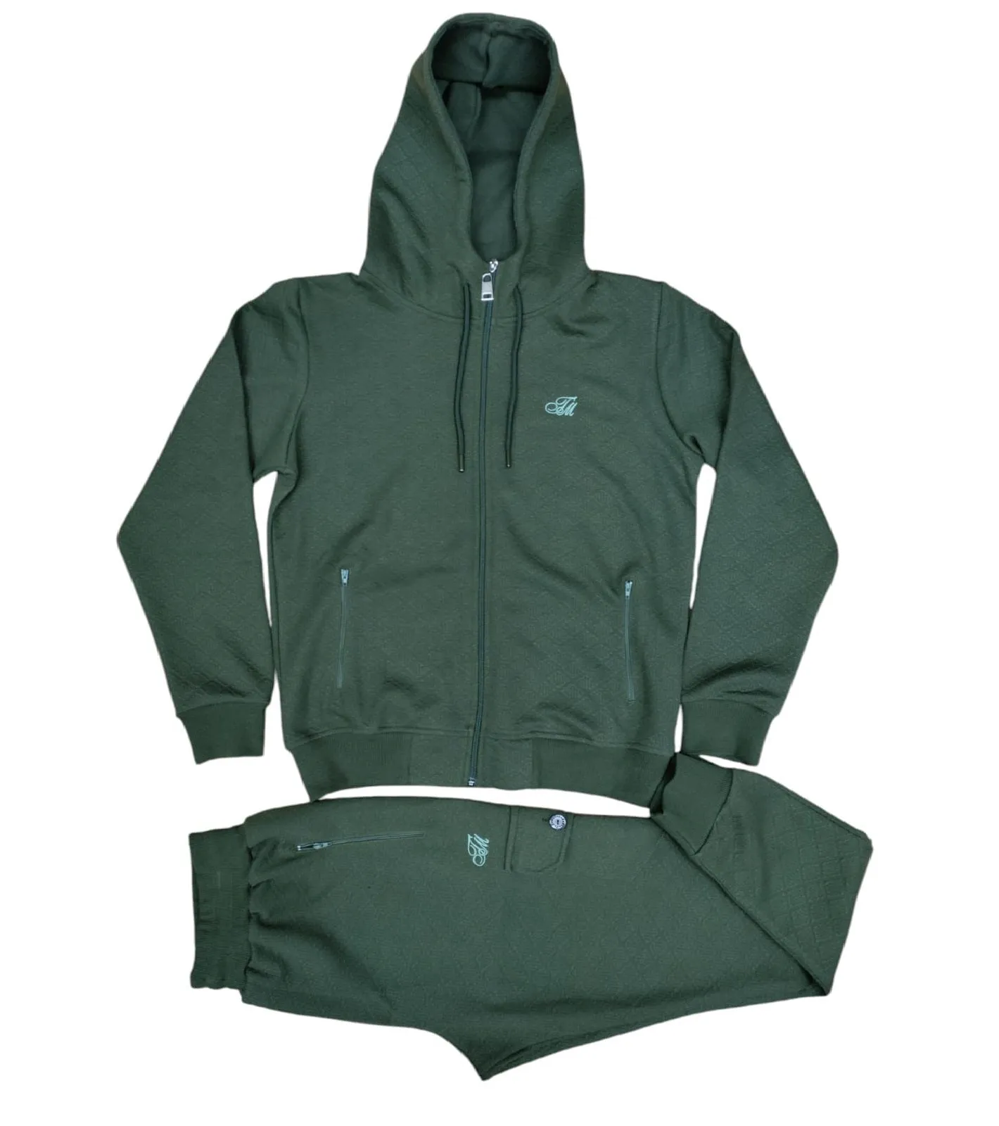Mens TiM Tracksuit Slim Fit Urban Zip Up Hoodie Top & Matching Jogger 2pcs Set