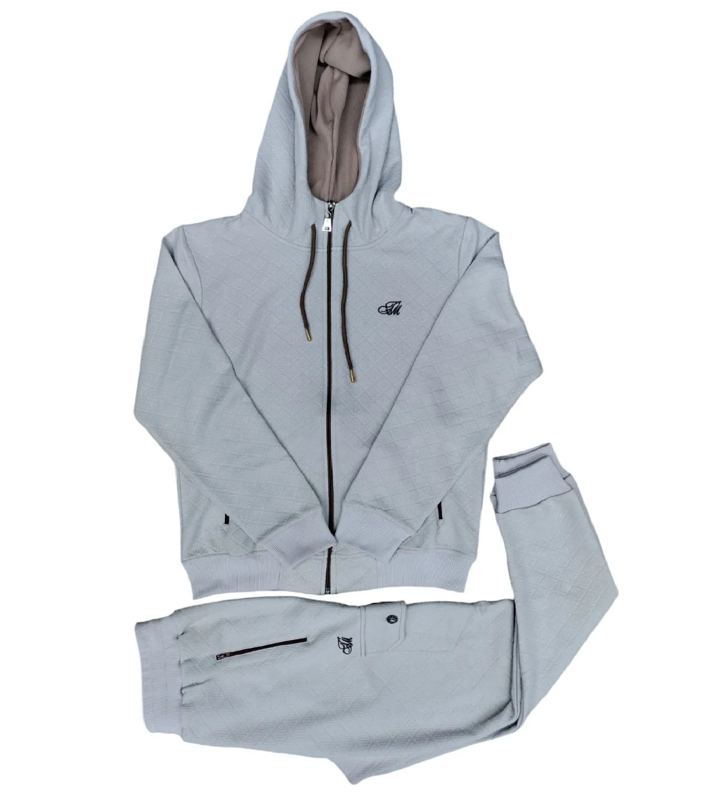 Mens TiM Tracksuit Slim Fit Urban Zip Up Hoodie Top & Matching Jogger 2pcs Set