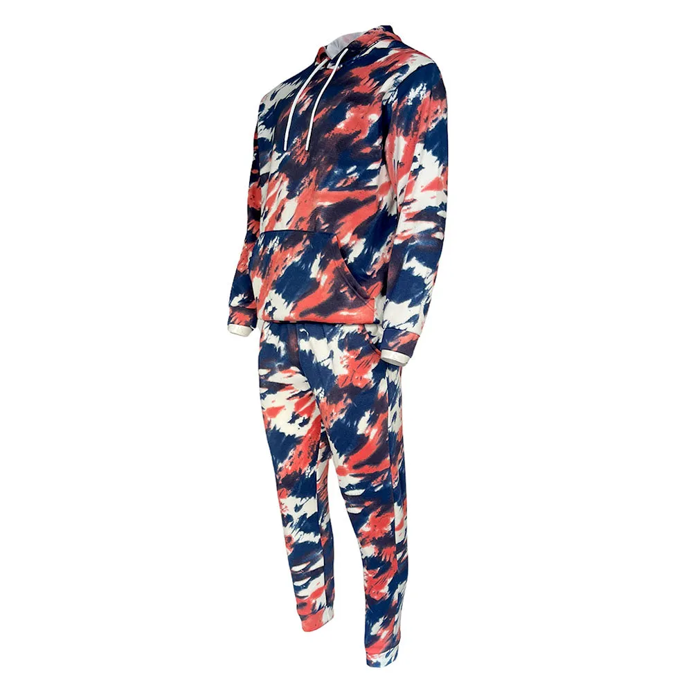 Men's Tracksuit Set Tie-Dye Style Two Piece Jogger Pants and Hoodie Outwear Set