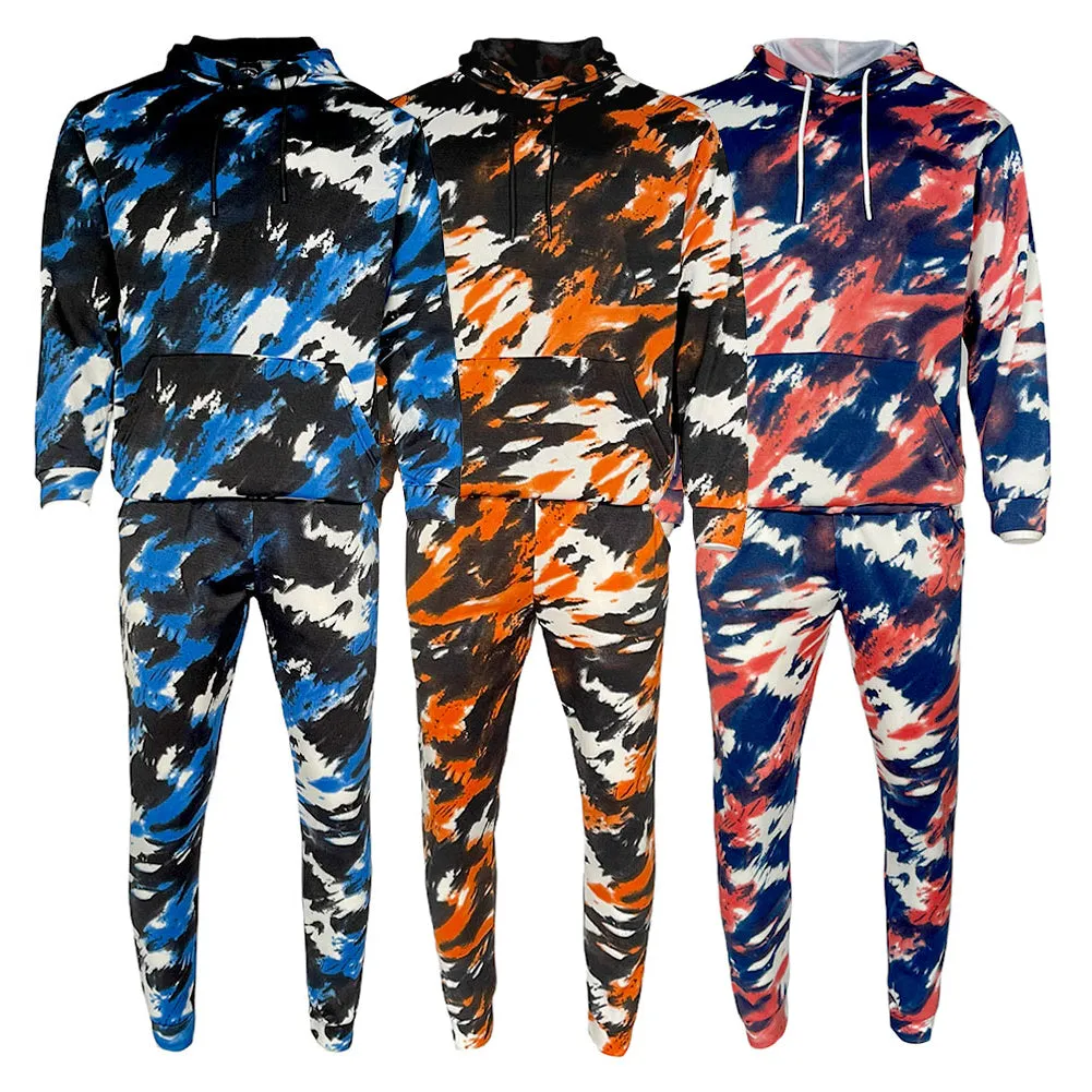 Men's Tracksuit Set Tie-Dye Style Two Piece Jogger Pants and Hoodie Outwear Set