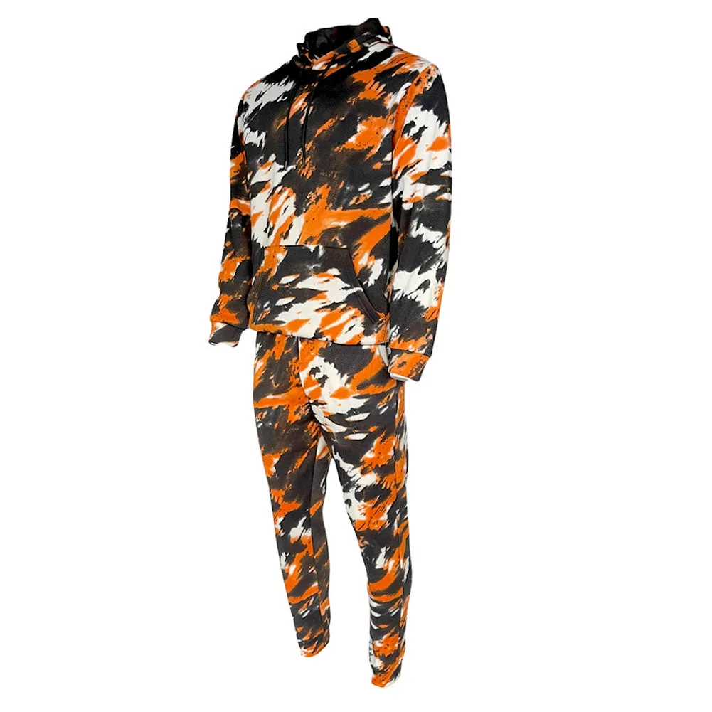Men's Tracksuit Set Tie-Dye Style Two Piece Jogger Pants and Hoodie Outwear Set