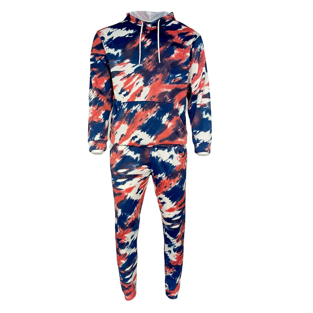 Men's Tracksuit Set Tie-Dye Style Two Piece Jogger Pants and Hoodie Outwear Set