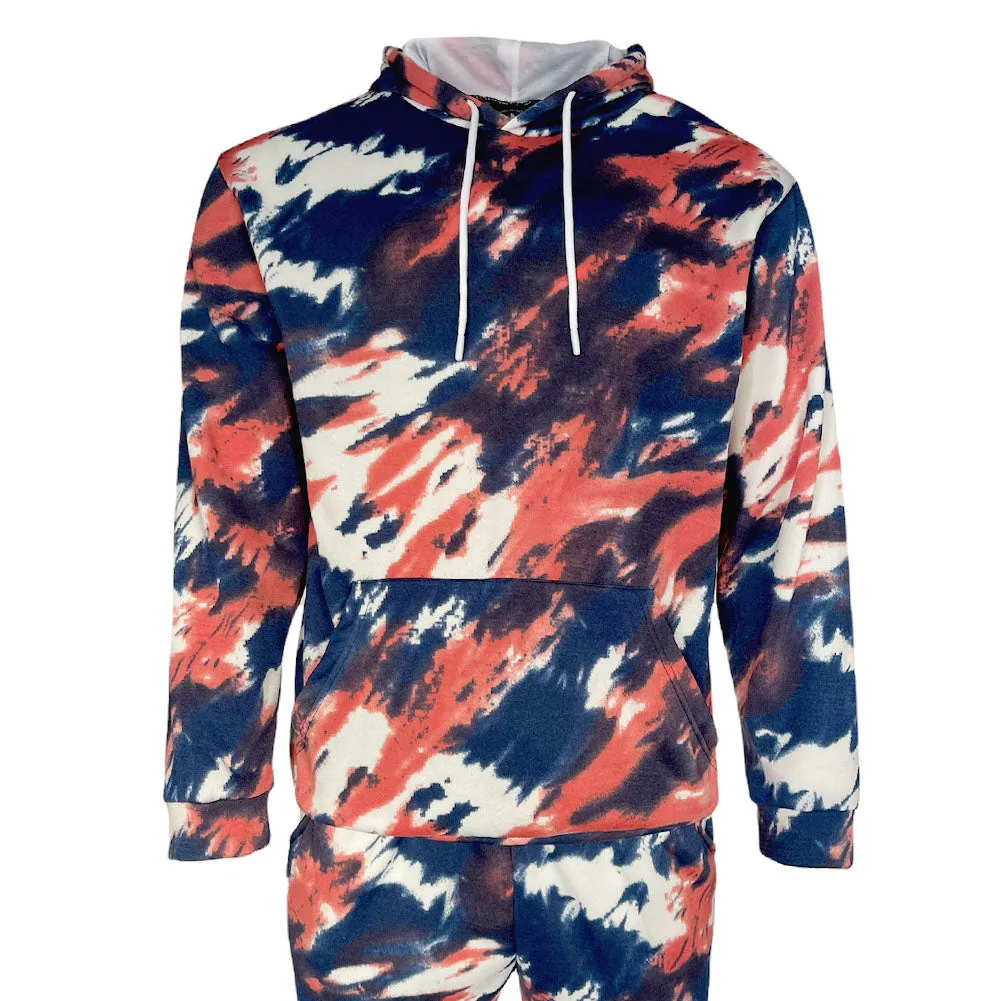 Men's Tracksuit Set Tie-Dye Style Two Piece Jogger Pants and Hoodie Outwear Set