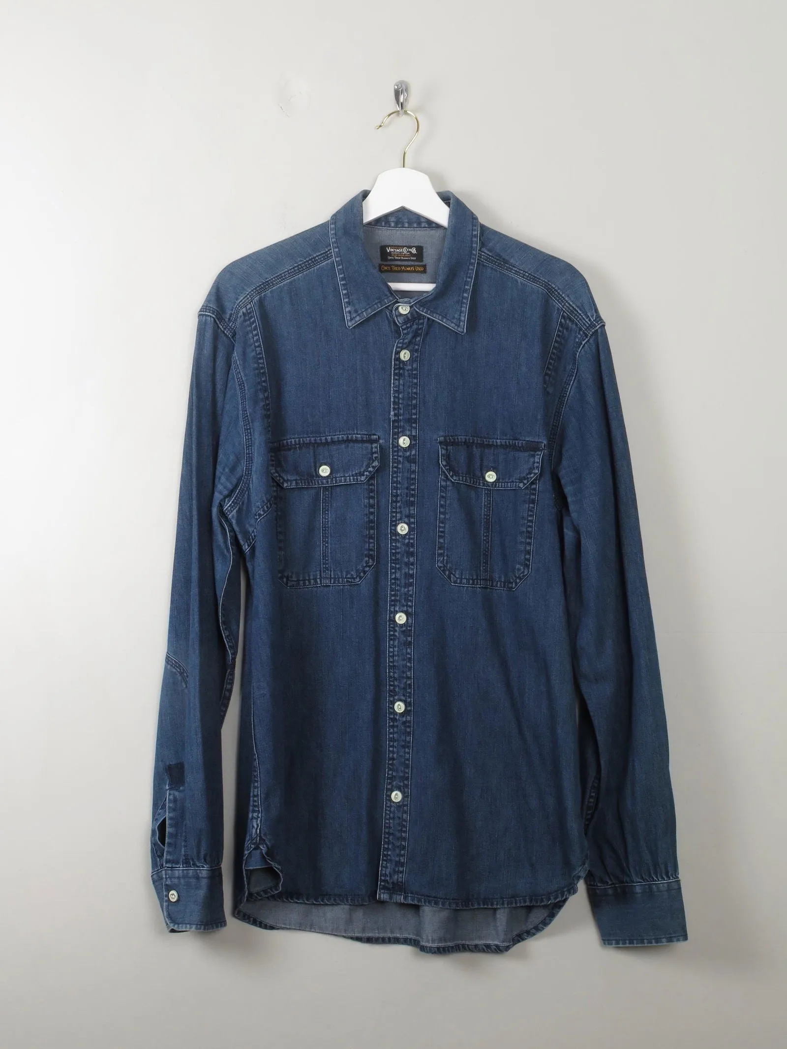 Men's Vintage Blue Denim Shirt XL