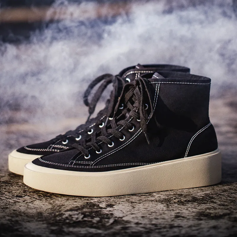 Men's Vintage High Top Canvas  Black Sneakers