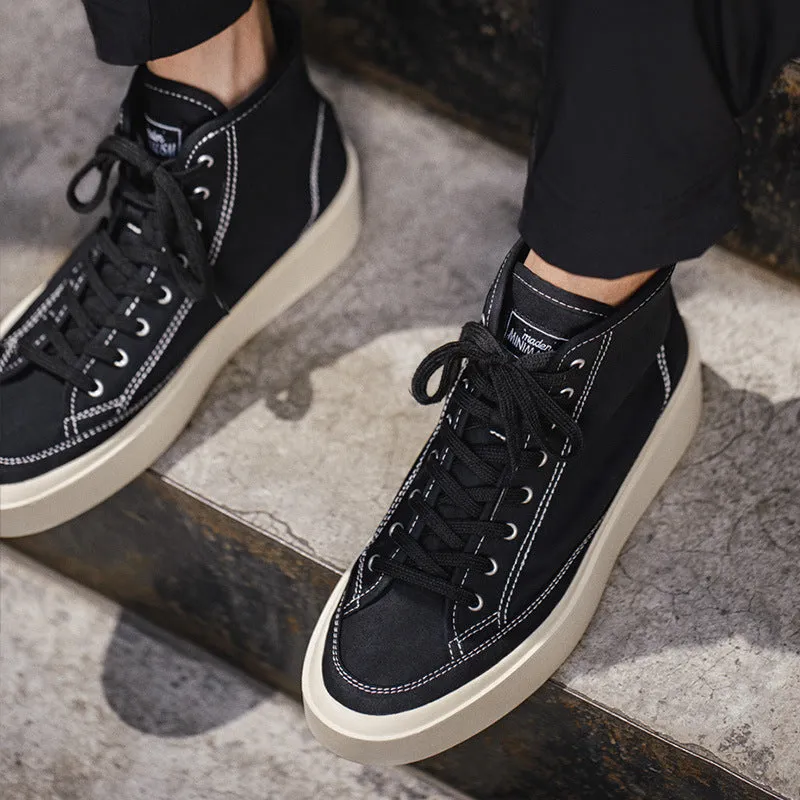 Men's Vintage High Top Canvas  Black Sneakers